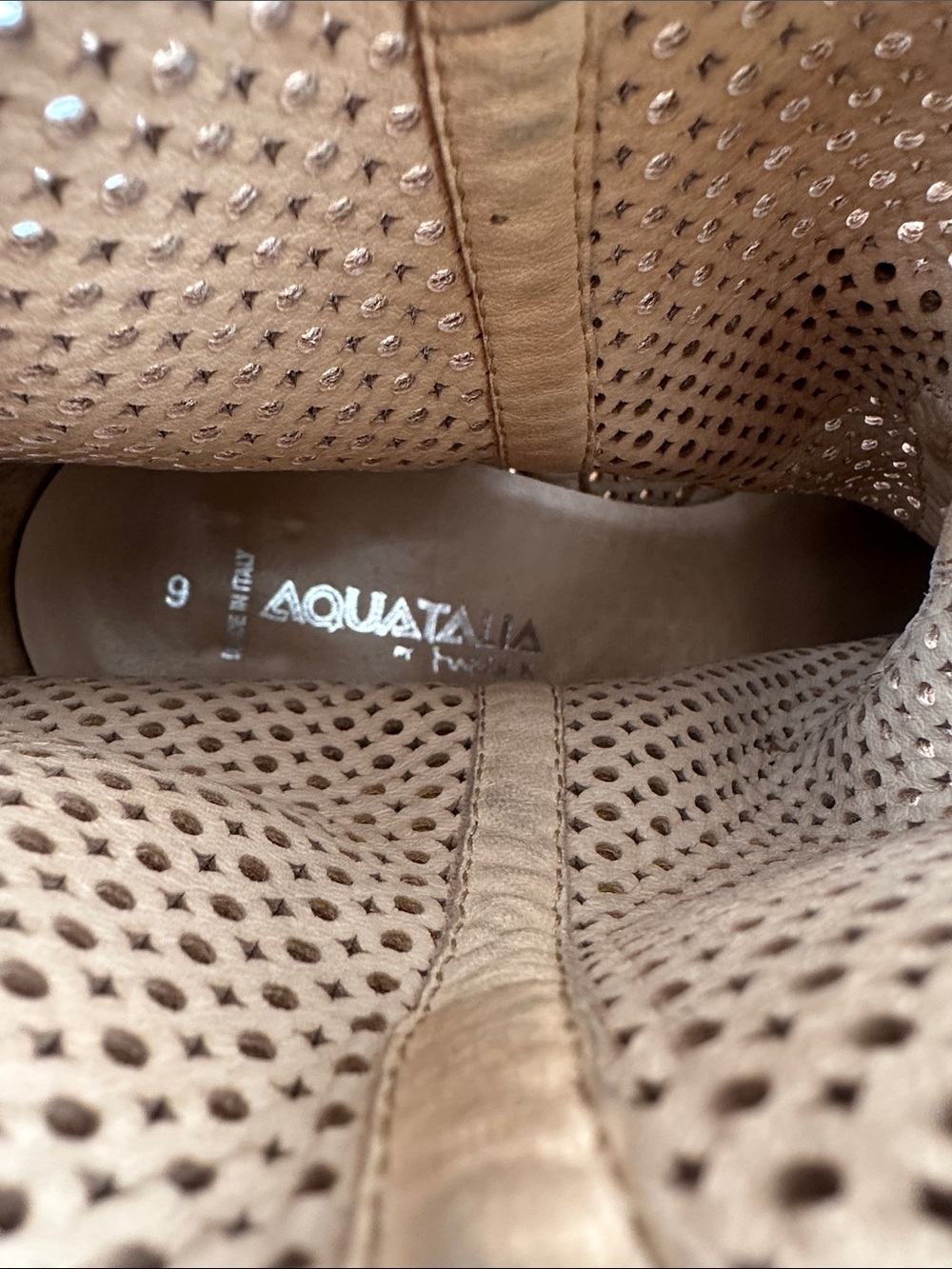 Aquatalia Cognac Perforated Leather Ankle Booties - Picture 2 of 7